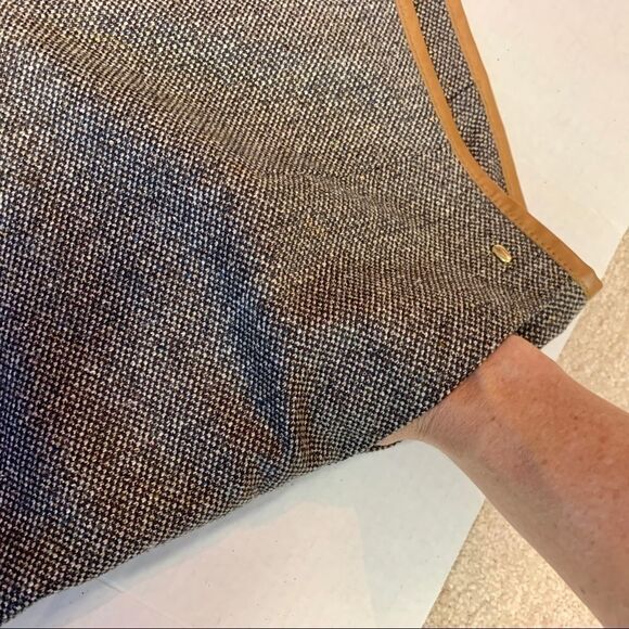 Escada Wool Tweed Leather Trim Wide Leg Pants - Picture 3 of 15